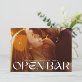Modern Bold Retro Open Bar FullBleed Photo Wedding Save The Date (Stehend Vorderseite)