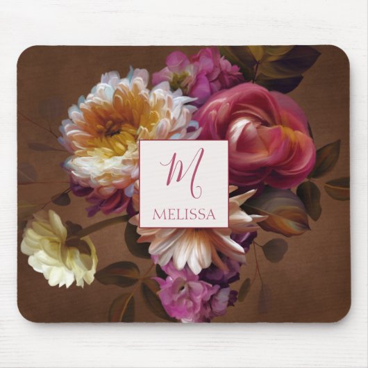Modern Bold Rustic Floral | Monogram Gift Mousepad (Vorne)