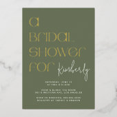 Modern Bold Sage Green Brautparty Gold Folieneinladung (Vorderseite)