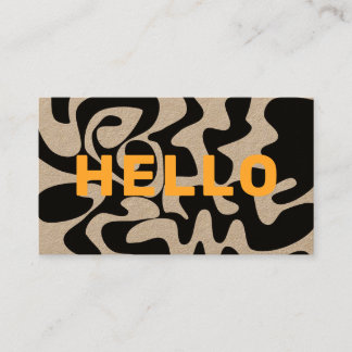 Modern Bold Schriftart Hello Black Orange Swirl Kr Visitenkarte