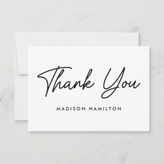 Modern Bold Script Black and White Baby Shower Dankeskarte (Vorderseite)