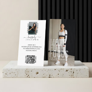 Modern Bold Script Calligraphy Fitness Foto QR Visitenkarte