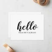 Modern Bold Script Hello Name Typografy Note Card Mitteilungskarte (Vorderseite/Rückseite Beispiel)