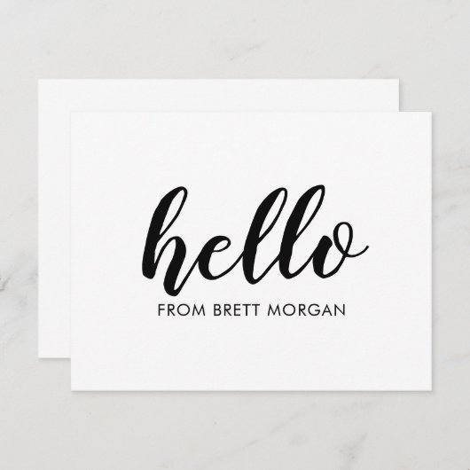 Modern Bold Script Hello Name Typografy Note Card Mitteilungskarte (Vorne/Hinten)