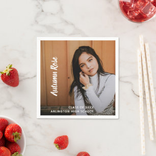 Modern Bold Script Name Foto Girl Abschluss Serviette