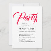 Modern Bold Script Pink Graduation Party Einladung (Rückseite)