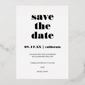 Modern bold script save the date wedding photo folieneinladung (Rückseite)