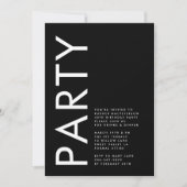 Modern Bold Simple Schwarz-weiß 40. Party Geburtst Einladung (Vorderseite)
