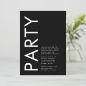 Modern Bold Simple Schwarz-weiß 40. Party Geburtst Einladung (Stehend Vorderseite)