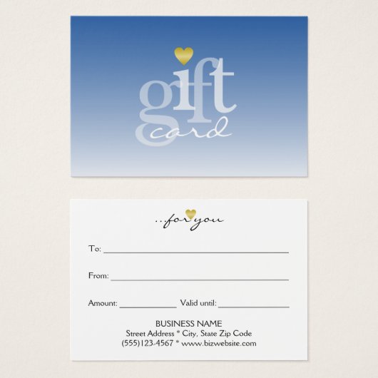 Modern Bold Sky Blue Ombre Gold Herzstück Geschenk (Vorne & Hinten)