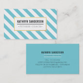 MODERN BOLD Streifen Gold Emblem Aqua Blue Visitenkarte (Vorne/Hinten)