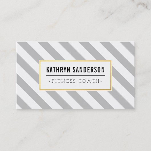 MODERN BOLD Streifen Gold Emblem hellgrau Visitenkarte (Vorderseite)