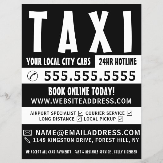 Modern Bold, Taxi Cab Firm with Price List Flyer (Vorne)
