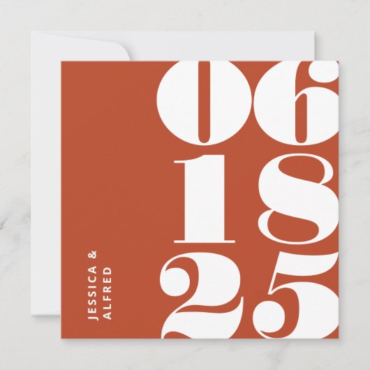 Modern Bold Terracotta Grosses Date Wedding Save The Date (Vorderseite)