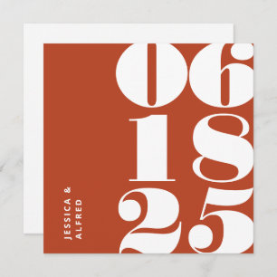 Modern Bold Terracotta Grosses Date Wedding Save The Date