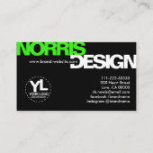 Modern Bold Typografie Initial Schwarz-weiß Green Visitenkarte (Rückseite)