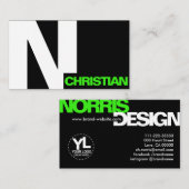 Modern Bold Typografie Initial Schwarz-weiß Green Visitenkarte (Vorne/Hinten)