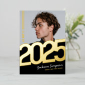 Modern Bold Typografy Foto Grad Gold Folieneinladung (Stehend vorne)