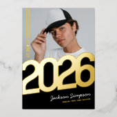 Modern Bold Typografy Foto Grad Gold Folieneinladung (Vorderseite)