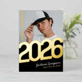 Modern Bold Typografy Foto Grad Gold Folieneinladung (Stehend vorne)