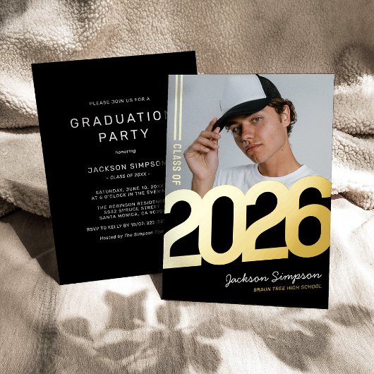 Modern Bold Typografy Foto Grad Gold Folieneinladung