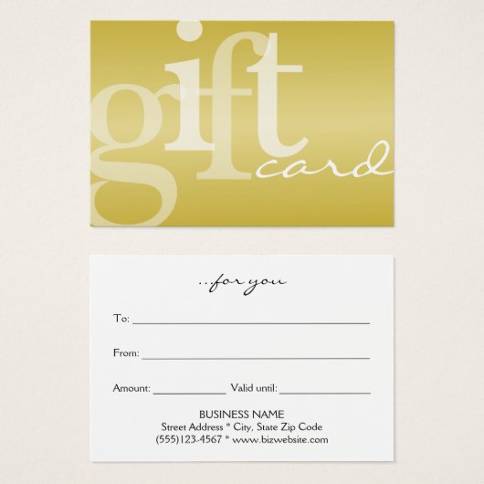 Modern Bold Typografy Gold Foil Gift Card (Vorne & Hinten)
