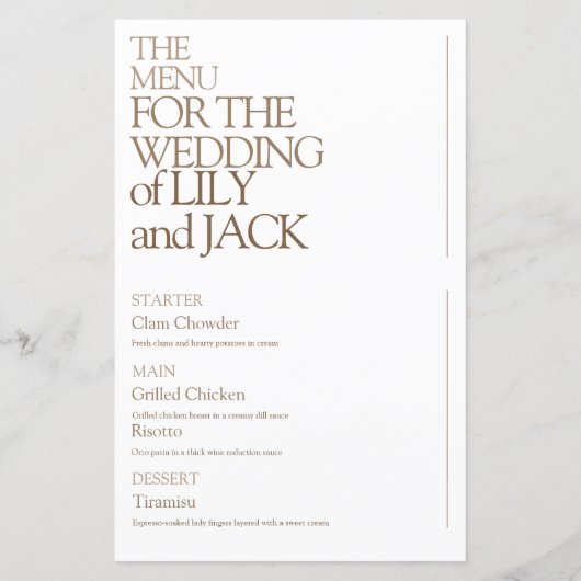 Modern Bold Typografy Save the Date Menu (Rückseite)