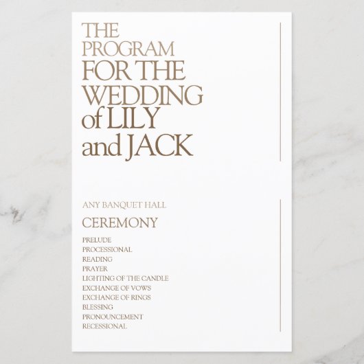 Modern Bold Typografy Save the Date Program (Rückseite)