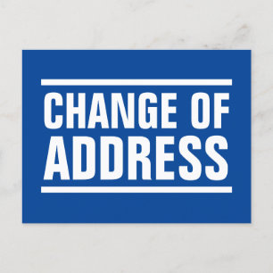 Modern bold typography change of address moving postkarte
