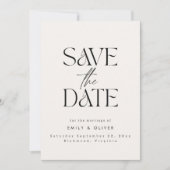 Modern bold typography wedding cream black elegant save the date (Vorderseite)