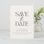 Modern bold typography wedding cream black elegant save the date (Stehend Vorderseite)