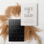 Modern bold typography wedding cream black elegant save the date<br><div class="desc">Modern classy typography bold wedding save the date card. With modern,  elegant typography and modern art deco inspired backer design. Colors can be customized.</div>