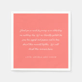 Modern Bold Vibrant Coral Handwritten Note Wedding Serviette (Vorderseite)