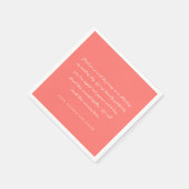 Modern Bold Vibrant Coral Handwritten Note Wedding Serviette (Ecke)