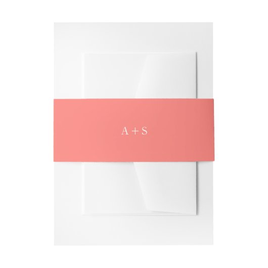 Modern Bold Vibrant Coral Monogram Simple Wedding Einladungsbanderole (Vorderseite Beispiel)