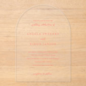 Modern Bold Vibrant Coral Simple Wedding Acryleinladungen (Vorderseite)