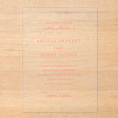 Modern Bold Vibrant Coral Simple Wedding Acryleinladungen (Vorderseite)