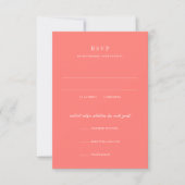 Modern Bold Vibrant Coral Simple Wedding RSVP Karte (Vorderseite)