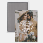 Modern Bold Vielen Dank Typografy Foto Wedding Magnet (Vorderseite/Rückseite)
