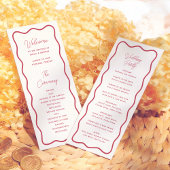 Modern Bold Wavy Frame Retro Red Wedding Programm