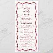 Modern Bold Wavy Frame Retro Red Wedding Programm (Rückseite)
