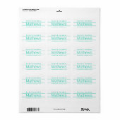 Modern Bold White & Aqua Green Adressaufkleber (Vorne)