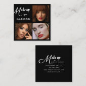 Modern Bold White Script 3 Photo Makeup Quadratische Visitenkarte (Vorne/Hinten)