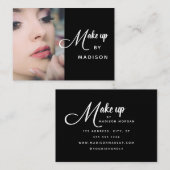 Modern Bold White Script Photo Makeup Visitenkarte (Vorne/Hinten)
