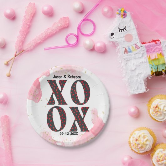 Modern Bold XOXO Happy Valentines Day Pappteller (Party)
