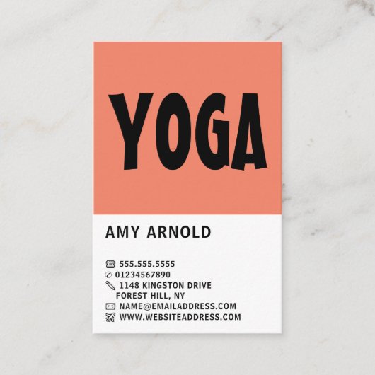 Modern Bold, Yoga Instructor Visitenkarte (Vorderseite)