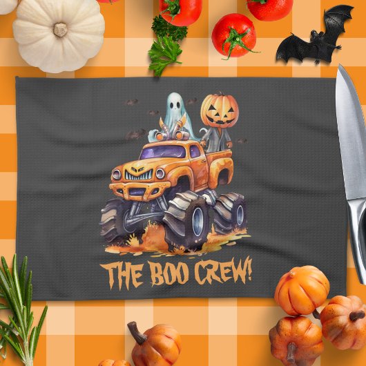 Modern Boo Crew Watercolor Feuchte KürbisHalloween Geschirrtuch