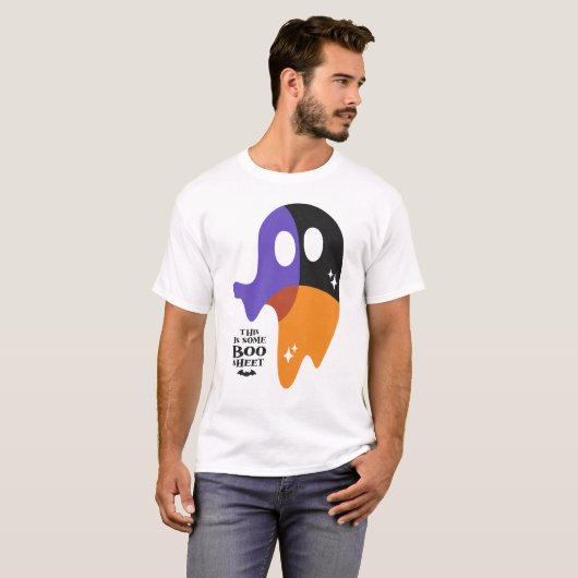 Modern Boo Sheet - Funny Ghost Halloween Look T-Shirt (Vorne ganz)
