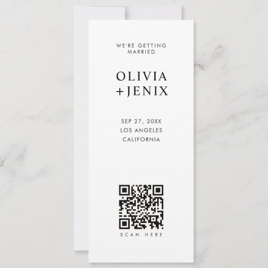 Modern Bookmark Photo Strip QR Code Wedding Save The Date (Rückseite)
