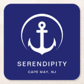 Modern Boote Monogram Navy Blue Rechteckiger Pappuntersetzer (Vorderseite)